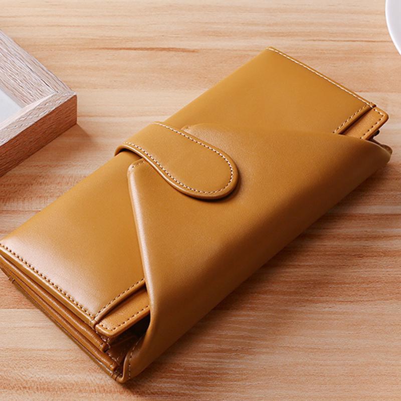 Lange Geldbörse aus echtem Leder mit mehreren Fächern im Retro-Stil – Stilvolle Geldbörse für Damen