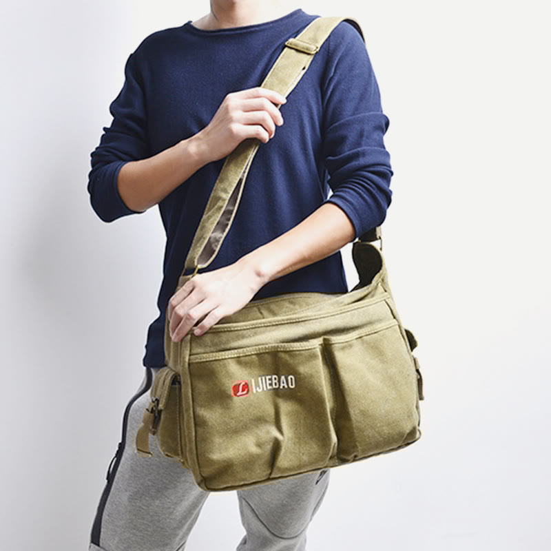Messenger Bag for Men - Vintage Canvas Large Crossbody Kit