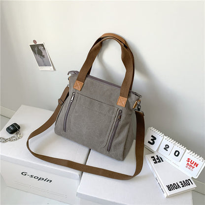 Vintage Leisure Tote Bag for Women – Canvas Crossbody Commuter Shoulder Bag