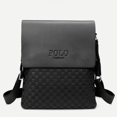 Small Messenger Bag for Men Plaid PU Leather Crossbody Shoulder Bag - VOTVO