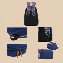 Colorful Stripe Custom Canvas Backpack for Women – Sporty Student Daypack