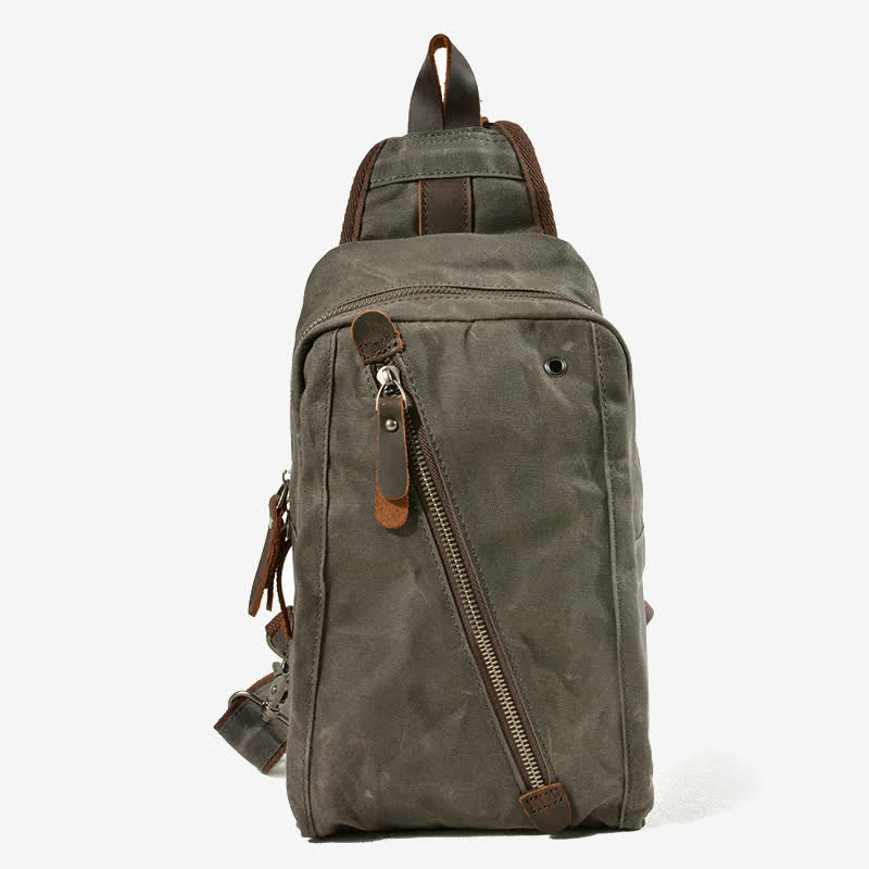 Canvas Sling Bag Shoulder Chest Pack for Men – Travel Hiking Crossbody Daypack