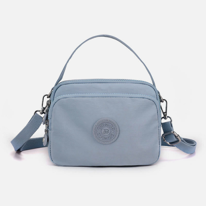 Small Nylon Crossbody Bag for Women – Triple Compartment Travel Purse
