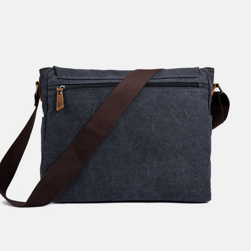 Men's Canvas Messenger Bag – Retro Shoulder Crossbody Backpack with Genuine Leather Accents