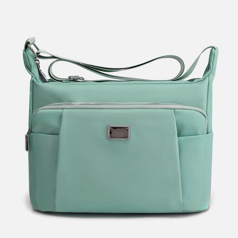 Crossbody Plaid Nylon Tote Bag for Women – Multi-Pocket Waterproof Purse