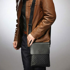 Small Messenger Bag for Men Plaid PU Leather Crossbody Shoulder Bag - VOTVO