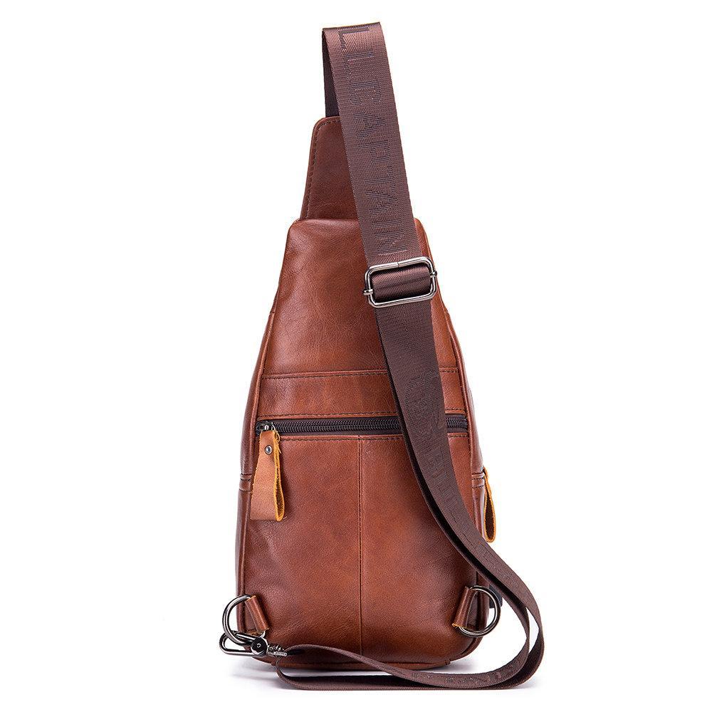 USB Charging Real Leather Sling Bag for Men – Crossbody Shoulder Bag with Adjustable Straps