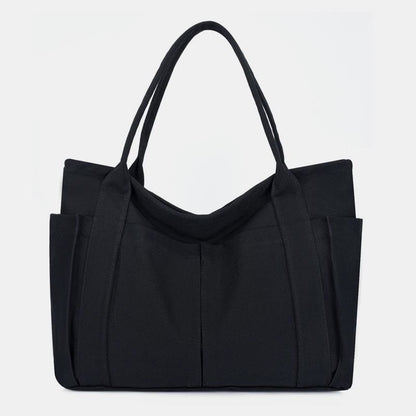Minimalist Large Capacity Tote Bag for Women – Canvas Shoulder Bag with Zipper Closure