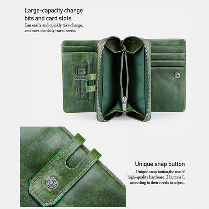 Genuine Leather Multifunctional Anti - theft Wallet for Women – RFID Protection, Card Slots & Zippered Coin Pocket - VOTVO