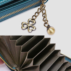 Monedero de piel auténtica con múltiples ranuras RFID para mujer