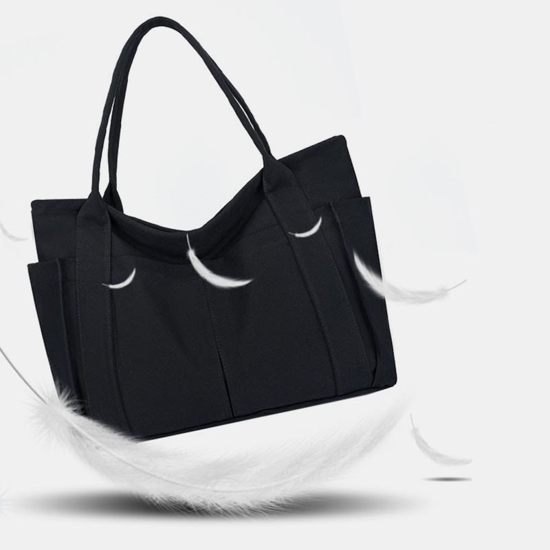 Minimalist Large Capacity Tote Bag for Women – Canvas Shoulder Bag with Zipper Closure