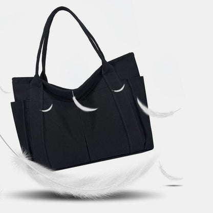 Minimalist Large Capacity Tote Bag for Women – Canvas Shoulder Bag with Zipper Closure