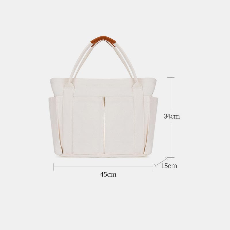 Minimalist Large Capacity Tote Bag for Women – Canvas Shoulder Bag with Zipper Closure