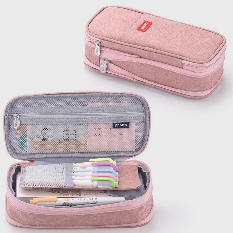 Large Capacity Color Matching Canvas Pencil Case – Perfect for Study & Organization