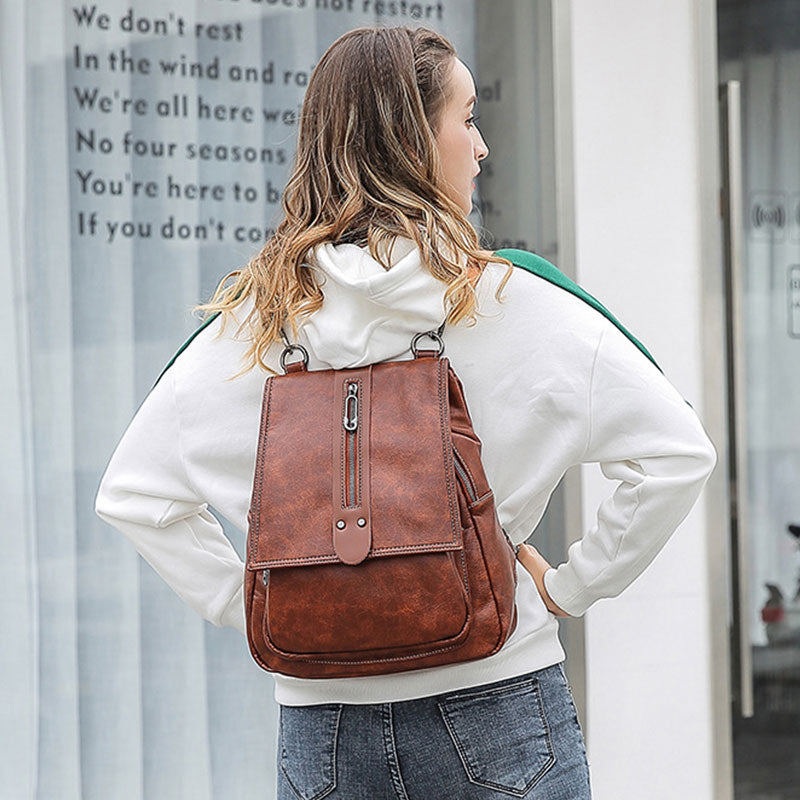 Women's Fashion Backpack Purse - Multifunctional PU Leather Shoulder Bag with Adjustable Strap