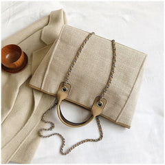 Crossbody Canvas Tote for Women – Chain Strap Bucket Bag - VOTVO