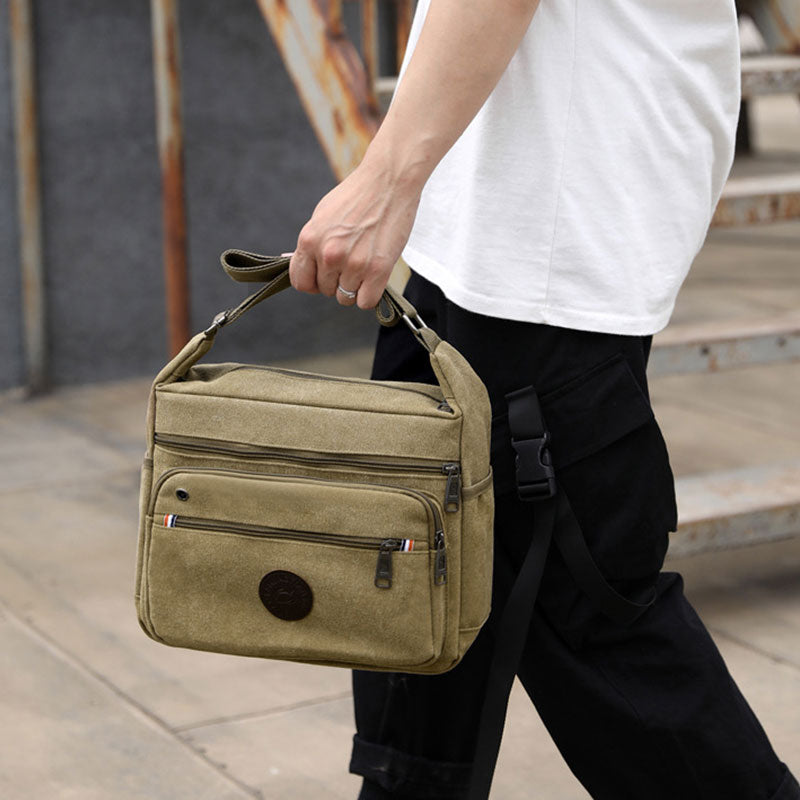 Vintage Canvas Messenger Bag – Large Capacity Shoulder Bag for Daily Use