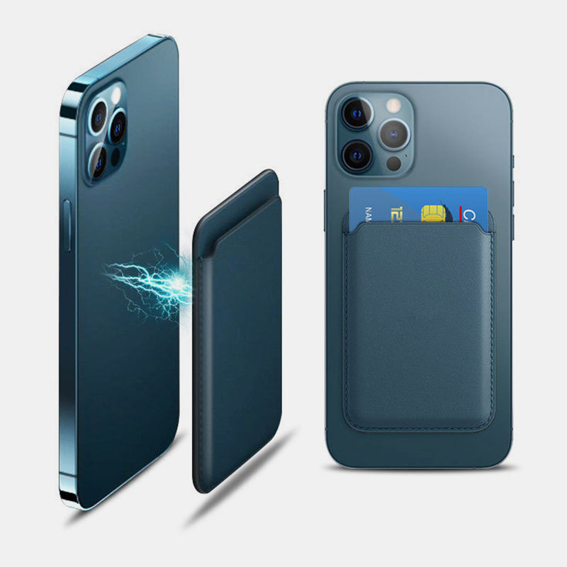 Portable Magnetic Suction Leather Card Holder Wallet for iPhone
