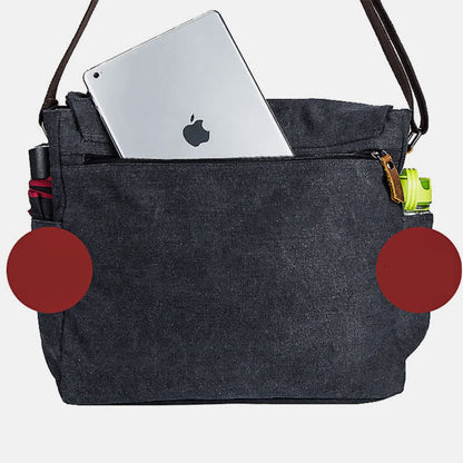 Men's Canvas Messenger Bag – Retro Shoulder Crossbody Backpack with Genuine Leather Accents