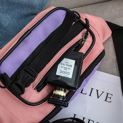 Contrast Color Crossbody Waist Bag for Girls - Stylish Canvas Sling Purse