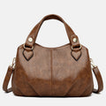 Women's Triple Compartment Satchel Leather Top-Handle Purse – Crossbody Handbag with Adjustable Strap