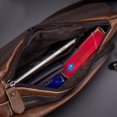 Anti-theft Slim Sling Bag for Men | Genuine Leather Crossbody Chest Bag