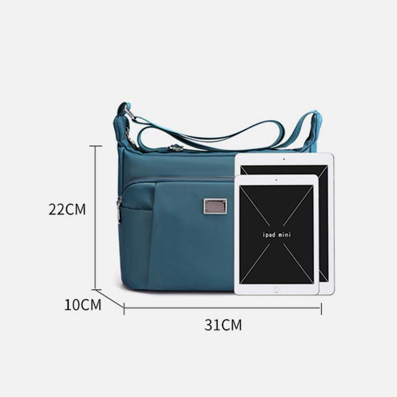 Crossbody Plaid Nylon Tote Bag for Women – Multi-Pocket Waterproof Purse