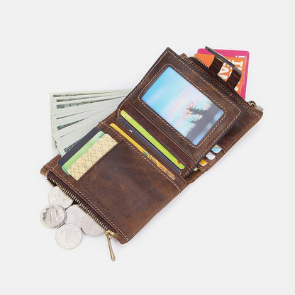 Multifunctional Double Zipper Vintage Wallet – Stylish and Practical - VOTVO