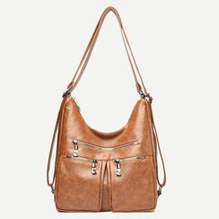 3 - Way Use Backpack Multi - Pocket Leather Zip Crossbody Shoulder Bag - VOTVO