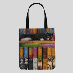 Cute Kitty Canvas Tote Bag – Multifunctional Handbag & Shoulder Bag for Daily Use