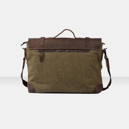 Messenger Bag for Men – Canvas Vintage Crossbody Handbag with Crazy Horse Leather, Casual Business Document Bag