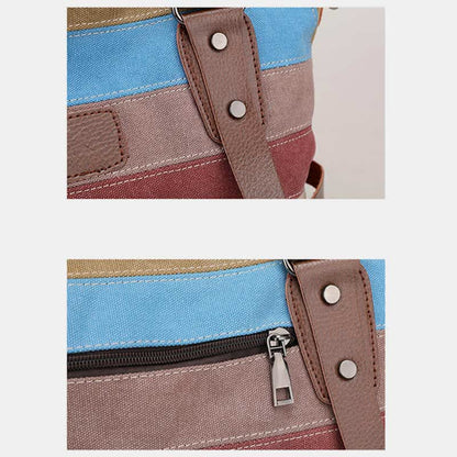 Multifunction Color Block Canvas Tote Bag | Hobo Shoulder Bag & Crossbody Purse - VOTVO