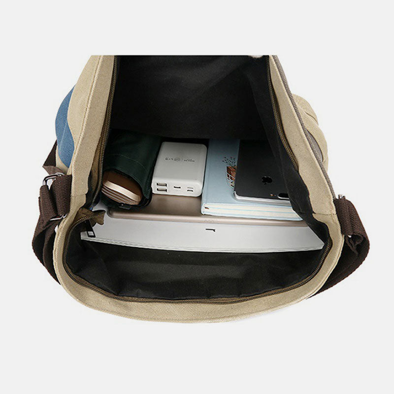 Women's Color Block Canvas Backpack – Tote Shoulder Hobo Bag Rucksack