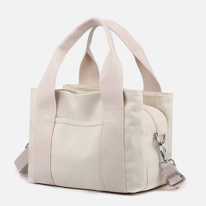 Solid Color Small Tote Triple Compartment Large Crossbody Canvas Purse - VOTVO