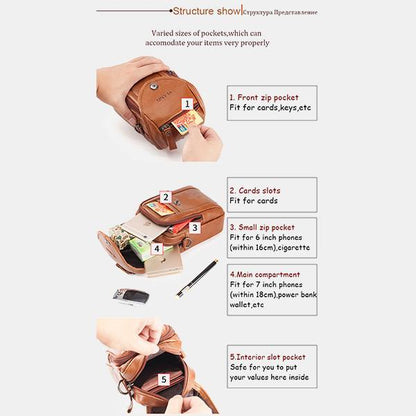 Men's Genuine Leather Phone Purse – Crossbody & Waist Bag for Daily Use