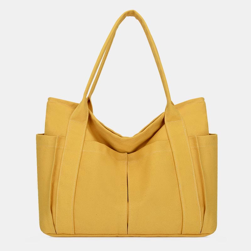 Minimalist Large Capacity Tote Bag for Women – Canvas Shoulder Bag with Zipper Closure