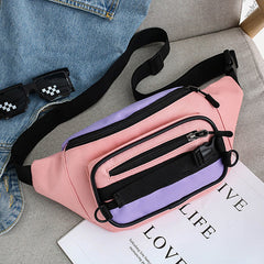 Contrast Color Crossbody Waist Bag for Girls - Stylish Canvas Sling Purse