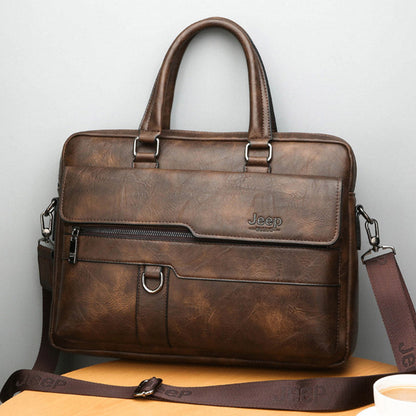 Lightweight PU Leather Messenger Bag – Slim Business Briefcase for Men