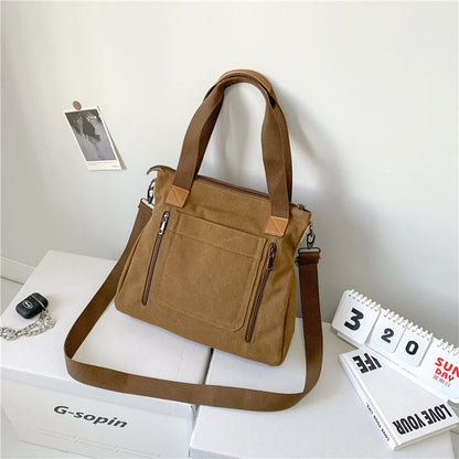 Vintage Leisure Tote Bag for Women – Canvas Crossbody Commuter Shoulder Bag
