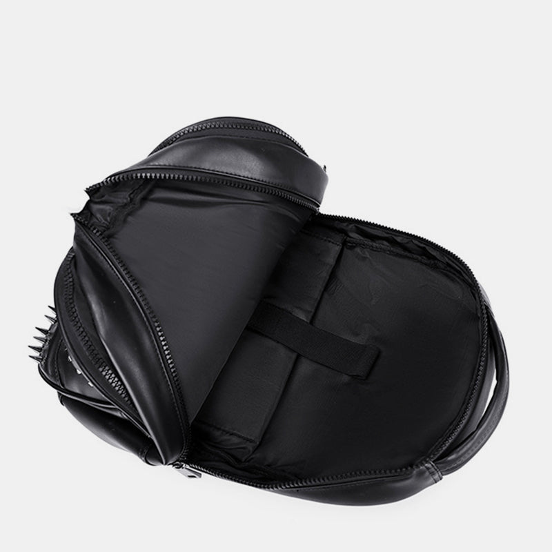 3D Skull Punk Rivet Leather Backpack | Waterproof Embossed Ghost Head Knapsack