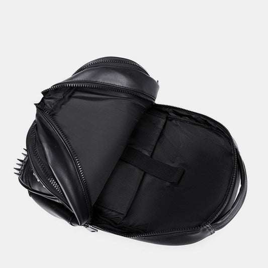 3D Skull Punk Rivet Leather Backpack | Waterproof Embossed Ghost Head Knapsack