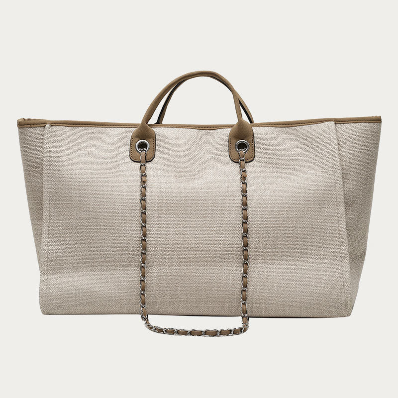 Crossbody Canvas Tote for Women – Chain Strap Bucket Bag