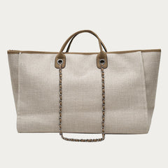 Crossbody Canvas Tote for Women – Chain Strap Bucket Bag