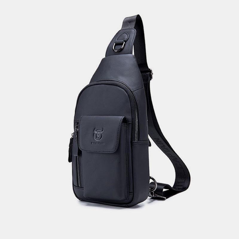 Genuine Leather Sling Chest Bag with Earphone Hole – Stylish & Practical Crossbody Shoulder Bag - VOTVO