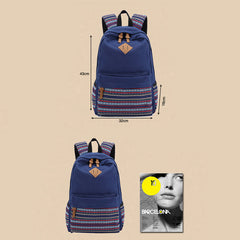 Colorful Stripe Custom Canvas Backpack for Women – Sporty Student Daypack