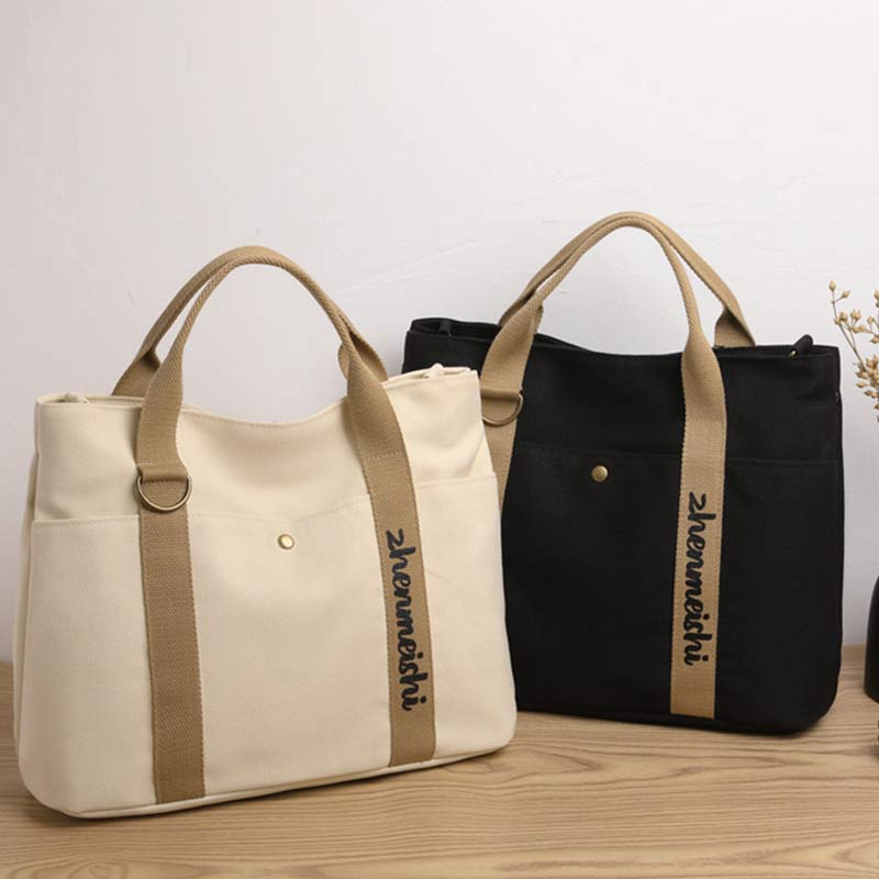Reusable Canvas Tote Bag – Water-Resistant Crossbody Shoulder Bag