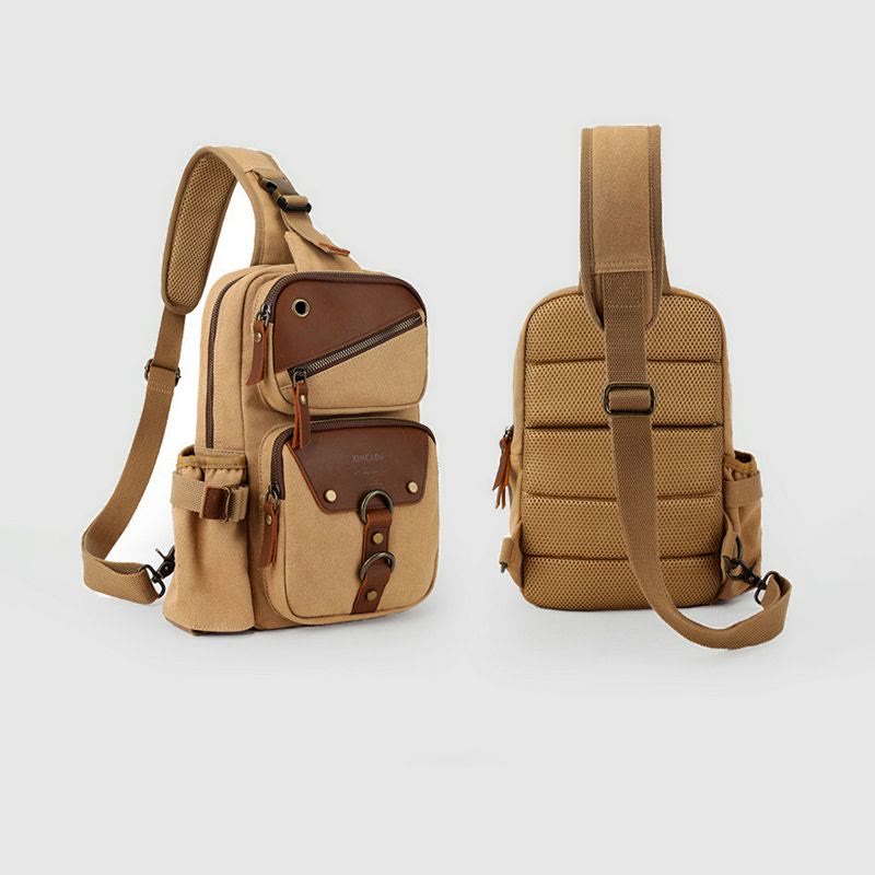 Sling Bag for Men – Retro Canvas Crossbody Chest Bag, Lightweight & Versatile for Daily Use and Travel - VOTVO