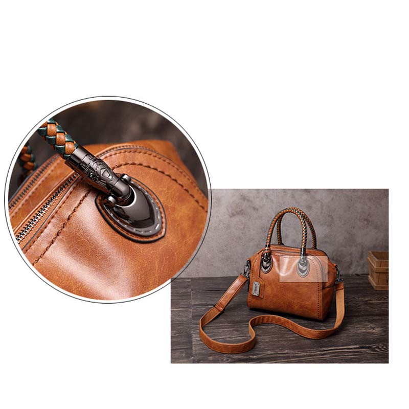 Vintage Leather Satchel Handbag – Top-Handle & Crossbody Strap