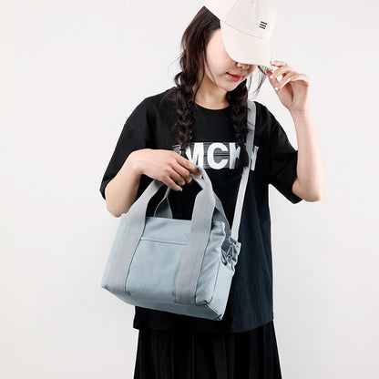 Solid Color Small Tote Triple Compartment Large Crossbody Canvas Purse - VOTVO