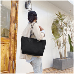 Crossbody Canvas Tote for Women – Chain Strap Bucket Bag